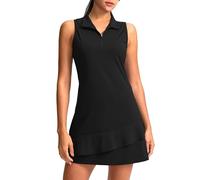G Gradual Tennis Dress for women Golf Outfits with Shorts and Pockets Sleeveless Active Exercise Athletic Dresses for Women, Black, M