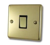 G&H Brassware CB305 One Gang Polished Brass Intermediate Light Switch - Metal Rocker and Black Inserts