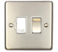 G&H Brassware CSS257 Brushed Steel Switched Fused Spur with Metal Rocker and White Insert
