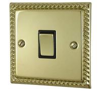 G&H Brassware MB305 One Gang Georgian Polished Brass Intermediate Light Switch - Metal Rocker and Black Inserts