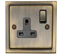 G&H Brassware TAB309 Victorian Antique Brass 13A Switched 1 Gang Single Socket