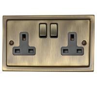 G&H Brassware TAB310 Victorian Antique Brass 13A Switched 2 Gang Double Socket