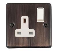 G&H CAC9W Standard Plate Antique Copper 1 Gang Single 13A Switched Plug Socket
