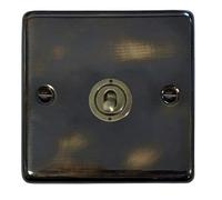 G&H CAN281 Standard Plate Polished Aged Brass 1 Gang 1 or 2 Way Toggle Light Switch