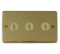 G&H CB383-PB Standard Plate Polished Brass 3 Gang 1 or 2 Way Toggle Light Switch