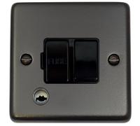 G&H CFB56B Standard Plate Matt Black 1 Gang Fused Spur 13A Switched & Flex Outlet