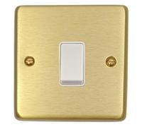 G&H CSB5W Standard Plate Satin Brushed Brass 1 Gang Intermediate Rocker Light Switch