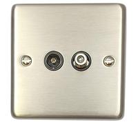 G&H CSS38B Standard Plate Brushed Steel 1 Gang TV Coax & Satellite Socket Point