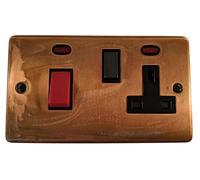 G&H CTC329 Standard Plate Tarnished Copper 45 Amp DP Cooker Switch & 13A Switched Socket