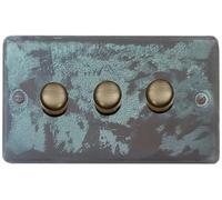 G&H CV523-AB Standard Plate Verdigris 3 Gang 1 or 2 Way LED Dimmer Switch