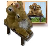 G&H Decor - 17cm Cute Rabbits on Bench Garden Statue - Bunnies Lawn Ornament Figurine with Intricate Detail - Frost Resistant Rabbit Sculpture Suitable for Indoor Outdoor - Bunny Patio Gift