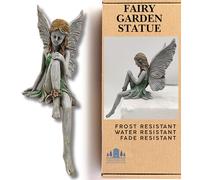 G&H Decor - 20cm Winged Elf Sitting - Flower Fairy Garden Statue - Weather Resistant Highly Detailed Fairy Garden Accessories Outdoor - Garden Fairies Outdoor Statues
