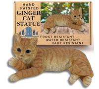 G&H Decor - Realistic Orange Tabby Cat Polyresin Statue - Hand Painted Figurine - Intricate Detail - Indoor or Outdoor Use - Frost and Fade Resistant Animal Lawn Ornament (Laying)