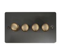 G&H FBB524-AB Flat Plate Black Bronze 4 Gang 1 or 2 Way LED Dimmer Switch
