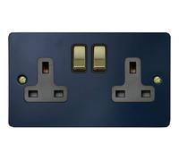 G&H FRB310-PB Flat Plate Blue 2 Gang Double 13A Switched Plug Socket