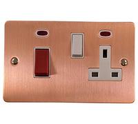 G&H FRG29W Flat Plate Rose Gold 45 Amp DP Cooker Switch & 13A Switched Socket