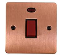G&H FRG46B Flat Plate Rose Gold 45 Amp DP Cooker Switch & Neon Single Plate