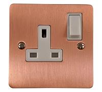 G&H FRG9W Flat Plate Rose Gold 1 Gang Single 13A Switched Plug Socket