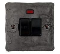 G&H FRP27B Flat Plate Rustic Pewter 1 Gang Fused Spur 13A Switched & Neon