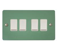 G&H FSG4W Flat Plate Sage Green 4 Gang 1 or 2 Way Rocker Light Switch