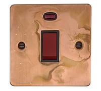 G&H FTC46B Flat Plate Tarnished Copper 45 Amp DP Cooker Switch & Neon Single Plate