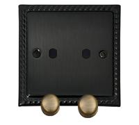 G&H MBB12-PK-AB Monarch Roped Black Bronze 2 Gang Dimmer Plate Only inc Dimmer Knobs