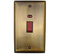 G&H SAB28B Spectrum Plate Antique Bronze 45 Amp DP Cooker Switch & Neon Vertical Plate