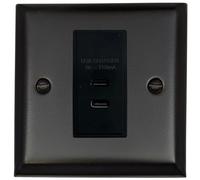 G&H SFB42B Spectrum Plate Matt Black 1 Gang USB Charger 3.1A Dual USB C