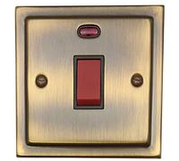 G&H TAB46B Trimline Plate Antique Bronze 45 Amp DP Cooker Switch & Neon Single Plate