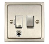 G&H TSN256 Trimline Plate Satin Nickel 1 Gang Fused Spur 13A Switched & Flex Outlet