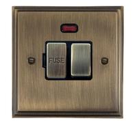 G&H VAB327 Victorian Plate Antique Bronze 1 Gang Fused Spur 13A Switched & Neon