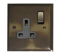 G&H VAN309 Victorian Polished Aged Brass 1 Gang Single 13A Switched Plug Socket