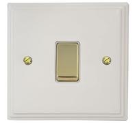 G&H VW201-PB Victorian Plate Matt White 1 Gang 1 or 2 Way Rocker Light Switch