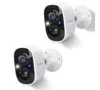 G-Homa 2K 3MP Wireless Security Camera, Outdoor Battery Powered Camera with Color Night Vision, AI Motion Detection, Alerts/Spotlight, 2-Way Audio,IP65 Waterproof (2 Packs)