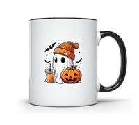 G-Host Latte Halloween Black Handle Ceramic Drinkware Cute Mug Durable Tea Cup for Hot Chocolate Office Cocoa 330Ml