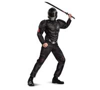 Disguise 104629D Snake Eyes Adult, Official Mens Gi Joe Costume Jumpsuit with Muscles and Mask Sized, Black, X-Large (42-46)