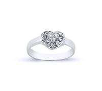 (G) Jewelco London Girls Sterling Silver Cubic Zirconia Encrusted Love Heart Signet Ring - GVR21K