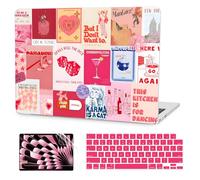 G JGOO Compatible with MacBook Air 13 inch Case 2026 2025 2024 2023 2022 M4 A3240 M3 A3113 M2 A2681, Plastic Hard Shell for MacBook Air 13.6 inch Case + Keyboard Cover + Screen Protector, Red Collage