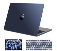 G JGOO Compatible with MacBook Air 15 inch Case M4 2025 2024 2023 M4 A3241 M3 A3114 M2 A2941, 100% Match Official Color, Ultra Thin Matte Plactic Hard Case +Keyboard Cover +Screen Protector, Midnight