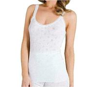 G KAM Ladies French Neck White Thermal Lace Winter Vest Sleeveless Womens Cami Camisole Top Polyester Rich (as8, Alpha, m, xx_l, Regular, Tall, L, White)