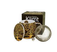 G. Klimt Tree of Life Inspired Tea Mug with Strainer & Lid Brown - 0.43L