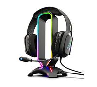 G-LAB K-Stand RADON Gaming Headset Stand - RGB Backlight, USB HUB 2 x 2.0, Anti-Slip Base - Universal Stand for PC PS4 Xbox One Nintendo Switch Gaming Headset (Black)