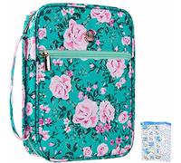 G-LEAF Bible Cover Case/Book Cover, Bible Case for Women Girls, Bible Cover Bags Floral Pattern with Handle Fits for Standard Size Bible, 9.5x6.7x2.5 in