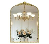 G-Leaf Vintage Baroque Mirror 24 x 36 Inch Domed Mantle Victorian Antique Farmhouse Mirror with Black Brush, Gold Decorated Metal Frame for Fireplace, Entrance, Living Room, Hallway