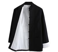 G-LIKE Chinese Martial Arts Men's Jacket - Traditional Uniform Outerwear for Martial Arts Kung Fu Tai Chi Wushu Men Women Costume Tang Style Long Sleeve Clothing - Cotton, black, S