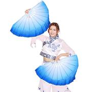 G-LIKE Dance Hand Held Fan - Chinese Spanish Hand-Held Fold Vintage Style Portable Personalized Tai Chi Kungfu Dancing Folding Fans Decoration for Dance - Silk and Plastic - 13” Inches (Blue)
