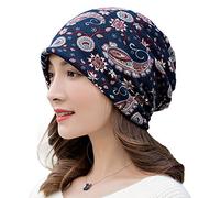 G-LIKE Dual-Purpose Pullover Cap Flower Pattern Sports and Leisure Beanie Outdoor Dome Elastic Ladies Ponytail hat Ear Protection (New-Navy-Blue)