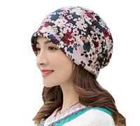 G-LIKE Dual-Purpose Pullover Cap Flower Pattern Sports and Leisure Beanie Outdoor Dome Elastic Ladies Ponytail hat Ear Protection (Small-Flowers)