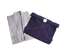G-LIKE Kendo Mens Kendo/Aikido Keikogi Hakama Martial Arts Uniform (White&Darkblue, XL/180)