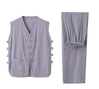 G-LIKE Kung Fu Mens Linen Vest -Chinese Traditional Mens Vintage Sleeveless Linen Vest, Qi Gong Martial Arts Wing Chun Shaolin Tai Chi Training Cloths Apparel